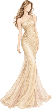 Vestido largo champaña